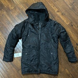 NWOT Cult of Individuality Sample Black Heavy Winter Parka Coat with Hood #C233